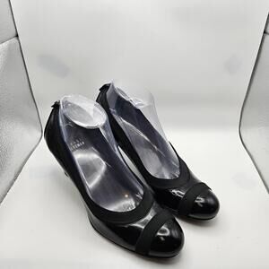Stuart Weitzman Womens Easily Elastic Patent Leather Black Heels Size US 8.5M
